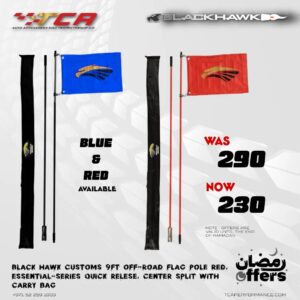Black Hawk Customs 9ft Off-Road Flag Pole Red, Essential-Series Quick Relese, Center Split With Carry Bag